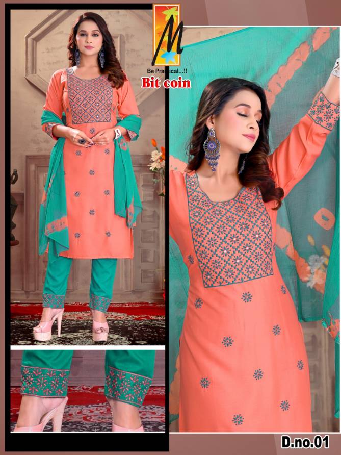 Master Bit Coin Embroidery Readymade Suits Catalog 
